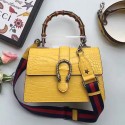 Replica Luxury Gucci Dionysus Croco Leather Top Handle Bag Yellow 448075 VS00945