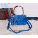 Replica Luxury Gucci New Bamboo Top Handle Bags 240242 Blue VS01106