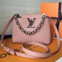 Replica Luxury Louis Vuitton Taurillon Leather Capucines Mini Chain Rose Ballerine M42935 VS02842