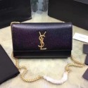 Replica Medium Monogram Saint Laurent Tassel Satchel in Black Metallic Leather 354021 VS01809