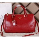 Replica Prada Bright Leather Boston Bag BN6260 Red VS00453