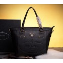 Replica Prada Calfskin Leather Tote Bag BN3814 Black VS07266