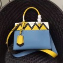 Replica Prada Esplanade Saffiano and Calf Leather Bag Blue and Yellow 1BA046 VS08979