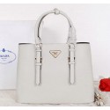 Replica Prada Grainy Cuir Leather Tote Bag BN2821 OffWhite VS06124