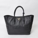 Replica Prada Large Tote BN2694 in Black Calfskin Leather with Gold Hardware XZ VS09377