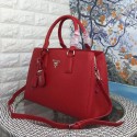 Replica Prada Litchi Leather Double Tote Bag Red BN2970 VS00515