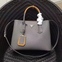 Replica Prada Saffiano Leather Double Tote Bag Grey 1BG887 VS06317