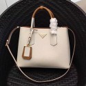 Replica Prada Saffiano Leather Double Tote Bag Offwhite 1BG887 VS03938