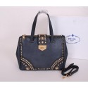 Replica Quality Prada Saffiano Leather Tote With Metal Studs Bag B2752M Black VS09307