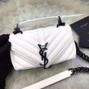 Replica Saint Laurent College Chain Wallet in White Matelasse Leather 201130 VS09718