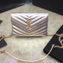Replica Saint Laurent Envelope Chain Wallet in Gold Grained Calfskin 201120 VS06284
