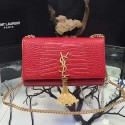 Replica Saint Laurent Medium Kate Monogram Tassel Croco Leather Shoulder Bag Red Y121230 VS01738