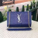 Replica Saint Laurent Monogramme Shoulder Bag in Blue Crocodile Embossed Leather Y1883 VS06432