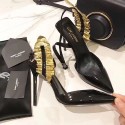Replica Saint Laurent Patent Leather Sandals Gold Y080203 VS07139