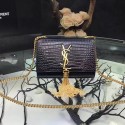 Replica Saint Laurent Small Kate Monogram Tassel Croco Leather Shoulder Bag Black Y121220 VS08262