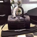 Replica Saint Laurent Small Monogram Cabas Bag in Black Croco Leather 394462 VS07381