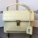 Replica SAINT LAURENT Structured Top Handle Bag Croco Leather YSL5569 OffWhite VS00595