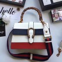 Replica Top Gucci Dionysus Leather Top Handle Bag White/Blue/Red 448075 VS03779