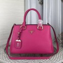 Replica Top Prada Double Tote Bag Litchi Leather 1BG007 Rose VS00612