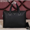 Replica Top Prada Grainy Leather Business Briefcase GG8802 Black VS06095