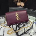 Saint Laurent Burgundy Grained Leather Chain Wallet Y221230 VS04185