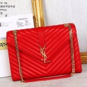 Saint Laurent Classic Large Monogram College Bag In Red Matelasse Leather Y2590 VS07676