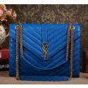Saint Laurent Classic Monogramme Cannage Pattern Flap Bag Y5480 Blue VS01876
