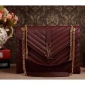 Saint Laurent Classic Monogramme Cannage Pattern Flap Bag Y5480 Burgundy VS01941