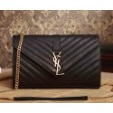 Saint Laurent Classic Monogramme Cannage Pattern Flap Bag Y5482 Black VS07416