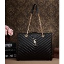 Saint Laurent Classic Monogramme Shopping Tote Bag Cannage Pattern Y5481 Black VS00260