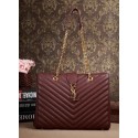 Saint Laurent Classic Monogramme Shopping Tote Bag Cannage Pattern Y5481 Burgundy VS07257