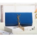 Saint Laurent Classic Monogramme Tassel Patent Clutch Y5485 Blue VS00207