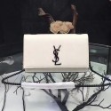 Saint Laurent Gourmette Chain Shoulder Bag in White Grained Leather 354118 VS06362