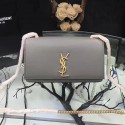 Saint Laurent Medium Kate Monogram Smooth Leather Shoulder Bag Grey Y121250 VS03746