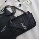 Saint Laurent Monogram Chain Shoulder Bag in Black Calfskin 428125 VS00693
