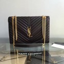 Saint Laurent Monogram Large Kate Chain Shoulder Bag Black Gold Y231220 VS06467