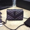 Saint Laurent Monogram Small Grained Matelasse Leather Chain Wallet Black Y121280 VS01311