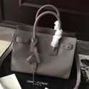 Saint Laurent Sac De Jour Souple Bag in Grey Grained Leather 464960 VS08296