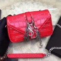 Saint Laurent Small Chain Purse in Red Croco Leather 201140 VS05604