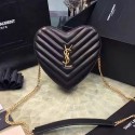 Saint Laurent Small Love Heart Chain Bag In Black Matelasse Leather 191110 VS08381