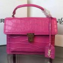 SAINT LAURENT Structured Top Handle Bag Croco Leather YSL5569 Rose VS05863