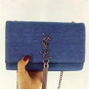 Saint Laurent Tassel Monogramme Chain Bag Medium Blue Denim Y384839 VS09124