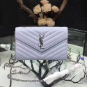 Saint Laurent Violet Grained Matelasse Leather Chain Wallet Y221220 VS05525