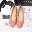 Sale 1:1 Chanel Pink Lambskin Ballet Flats Cap Toe CH1640 VS07703