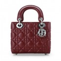 Sale 1:1 Lady Dior Bag Nano Bag Burgundy Original Leather D44552 Silver VS07192