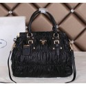 Sale 1:1 Prada BN1336 Gaufre Lambskin Leather Tote Bags Black VS02114