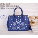 Sale 1:1 Prada Weave Leather Tote Bags B2274 Blue VS05089