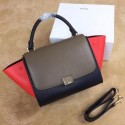 Top Celine mini Trapeze Bag Original Leather CTA3345 Khaki&Black&Red VS07974