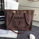 Top Chanel Canvas and Sequins Cubano Trip Deauville Shopping Bag Brown A66941 VS01172