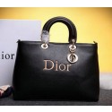 Top Dior Shish Tote Bag Grainy Calfskin Leather D0133 Black VS00546